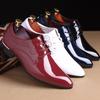 Men's Fashion Classic Wedding Party Derby Shoes Men Patent Leather Brogue Shoe Mens Lace-Up Dress Business Office Flats