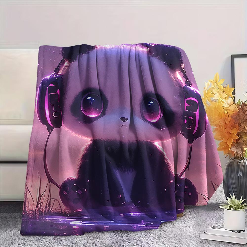 Panda Print Flannel Blanket, High quality Comfortable for All Seasons, Home Decor, Warmth and Comfort, Perfect for Christmas Gifts