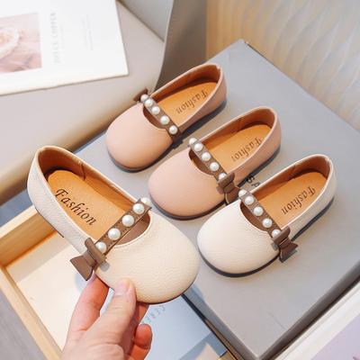 Mädchen Mary Janes für Party Hochzeit PU Perlen Schleife Einfache Kinder Mode Lederschuhe Kinder Süße Prinzessin Schuhe Rutschfest 2024