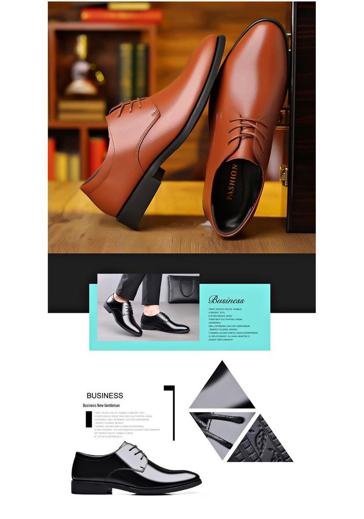 Men's Large Leather Lace-up Formal Shoes - Korean Style Black Work Shoes