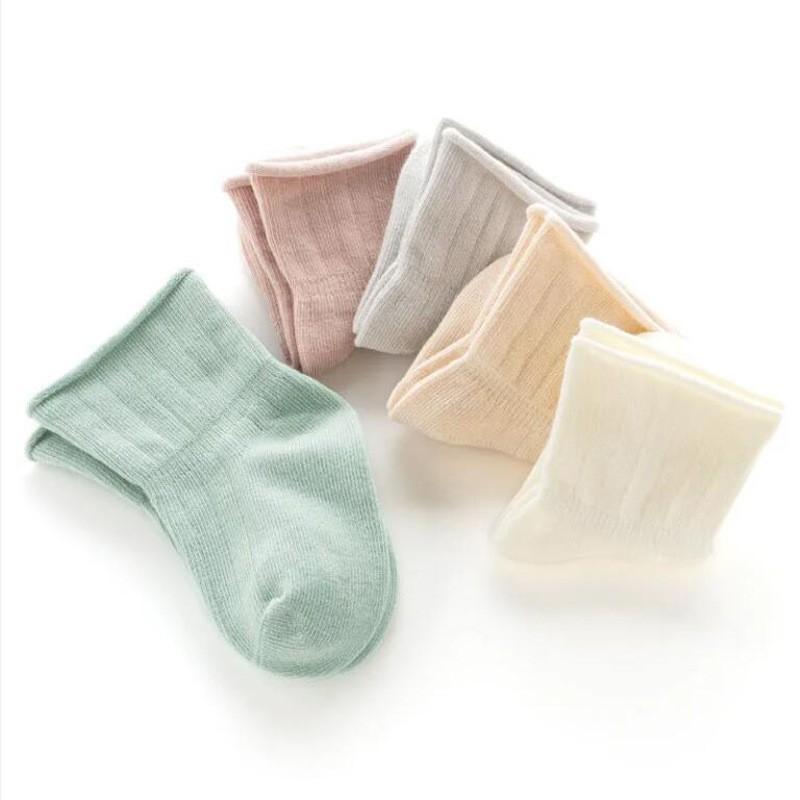 New 3pairs/lot All Season Infant Girls Socks Loose Mouth Breathable Solid Color Baby Girls Socks 100% Cotton Children Sock Kit
