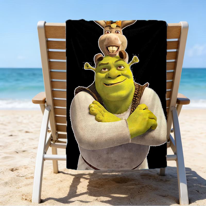 Asciugamano da Spiaggia Ultra Morbido a Tema Shrek, Ideale per Piscina - Campeggio, Immersioni - Essenziale da Viaggio Perfetto, Asciugamano da Spiaggia Vivace.