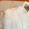 Autumn Stylish Embroidered Lace Doll Collar Shirt for Women, Sweet and Fashionable Flared Long-sleeved Casual Top