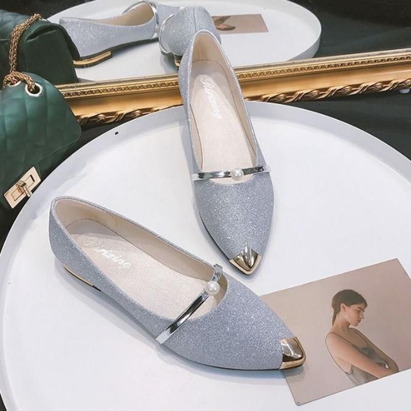 Glossy Flat Single Shoes Pointed Toe Flat Flat Heel Non-slip Comfortable Single Shoes Women's Shoes for Work and Work