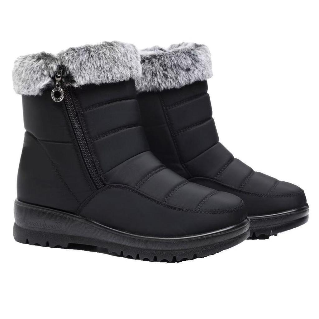 Cotton Boots Keep Warm for Middle-aged and Elderly 2025 Winter New Mother Flat-bottomed Snow Boots Lightweight Thickened Velvet Non-slip Cotton Shoes