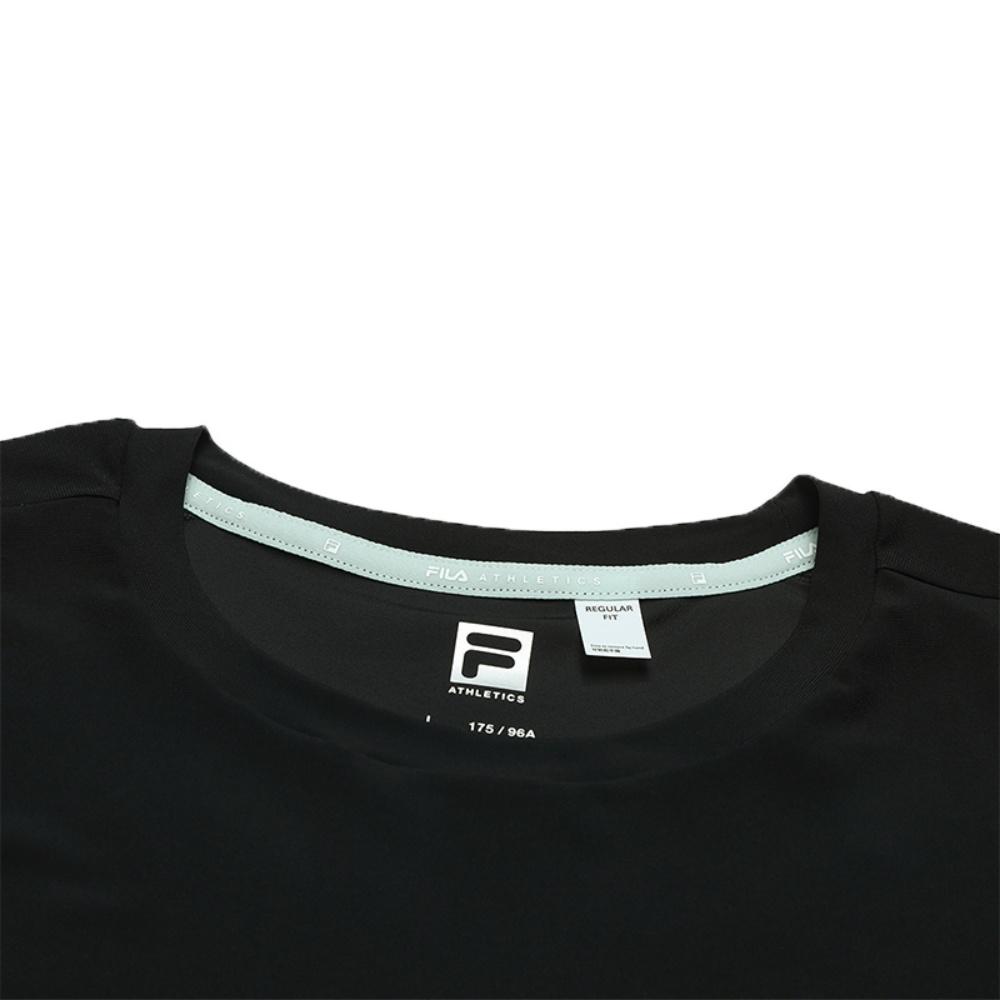 FILA Fitness Casual Comfortable Knitted Round Neck Short Sleeve T-Shirt Men Tops Deep-Black A11M521114F-BK