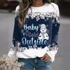 Women's Christmas 3D Printed Crew Neck Long Sleeve T-Shirt Fashion Versatile Breathable Trend Casual