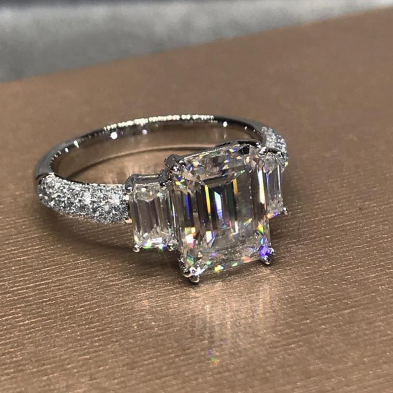 Inele noi, cu triplu cristal, cu zirconiu cubic, pentru femei, temperament, ceremonie de nuntă, petrecere, inel de deget, bijuterii la modă