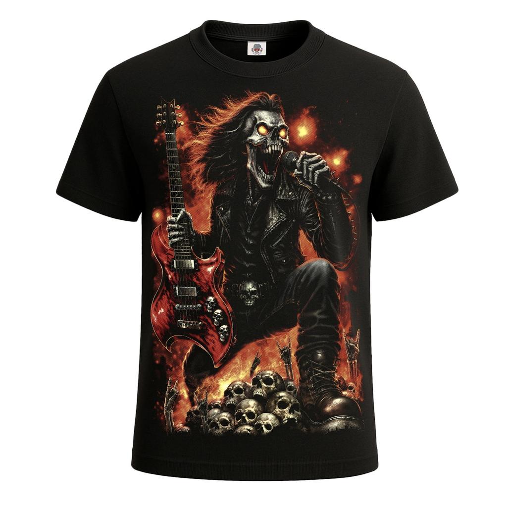 Tomb of Rock Skull Halftone T-Shirt Funny Novelty Guitar Party Joke Gift Top Tee