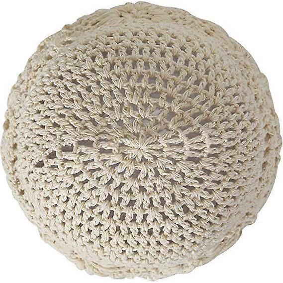 Dww-Women's fine cotton beanie (beige), hand-knitted summer flower skull beanie