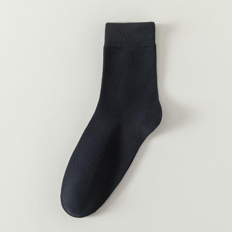Men's Mid-Tube Solid Color Socks - Black Deodorant, Sweat-Absorbent, Business Casual for All Seasons