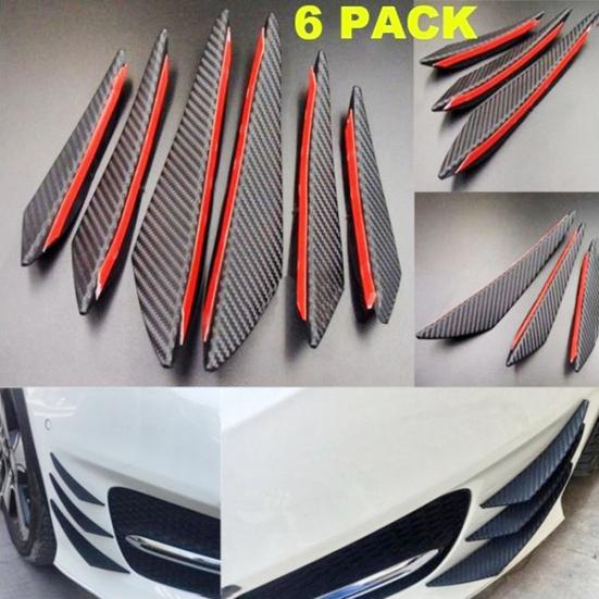 

6Pcs Universal Car Body Front Bumper Fins Lip Canards Spoiler Canard Splitter