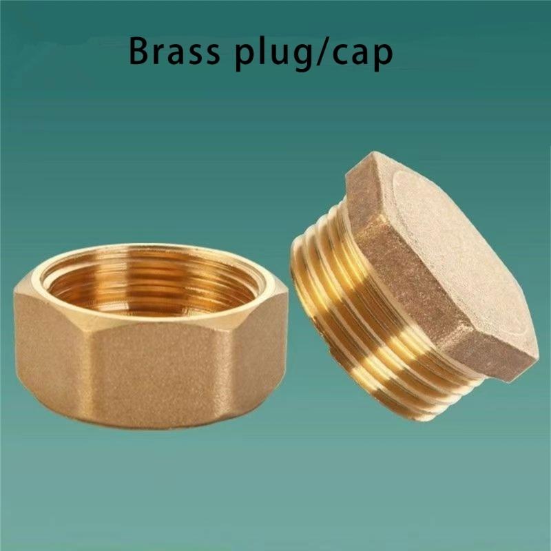 Male Thread Brass Pipe Hexagonal Head End Caps Plug Fitting Coupler Connector Adapters Pipe Plumbing Fitting Adapters