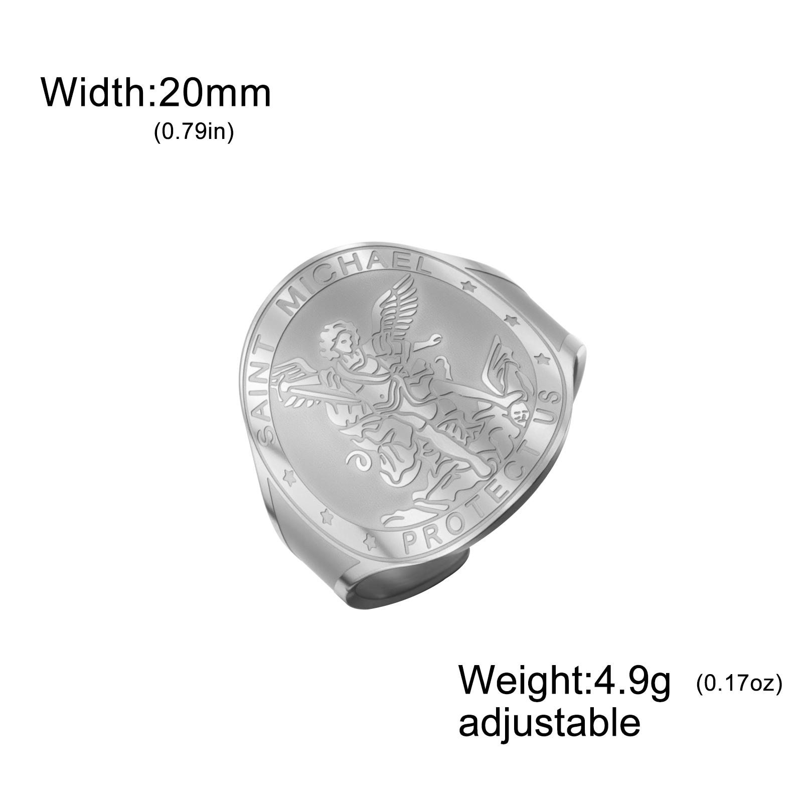 

LIKGREAT Stainless Steel Heptagram Magic Array Open Ring 16/20mm Wide Gothic Witch Jewelry Adjustable Amulet Ring for Women Men resizable