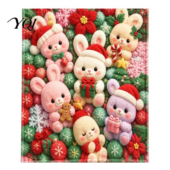 Soft Texture Blanket for Couch Teddy Bear Floral Print Blanket, Super Plush Throw Cute Bunny Personalized Space Decoration Puppy Pattern, Cozy Flannel