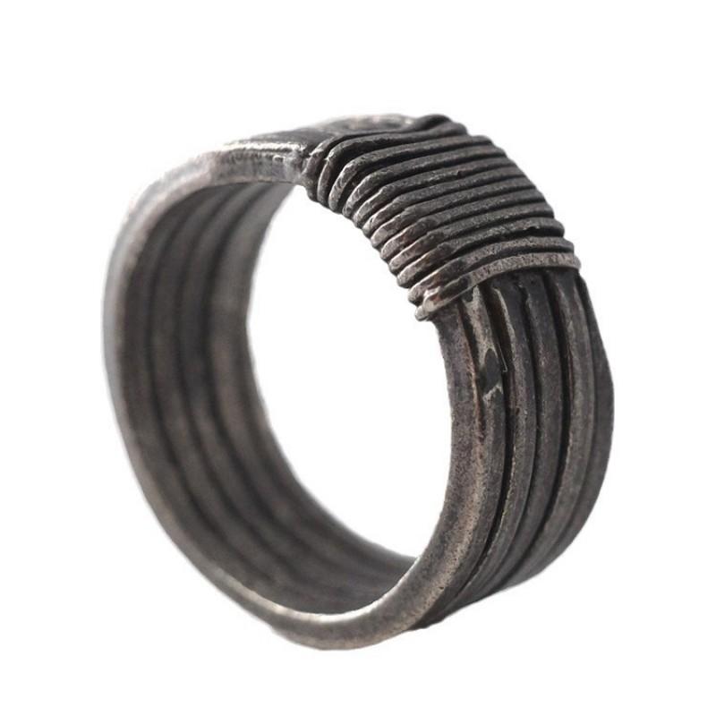 Adjustable Open Ring Men Women Vintage Handmade Geometric Twist Design Fashion Solo Finger