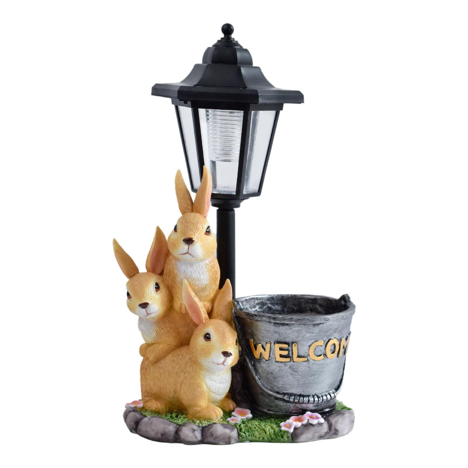 

Garden Creative Flower Pot Outdoor Solar Light Animal Sculpture Ornaments Garden Path Landscaping Decoration One Size