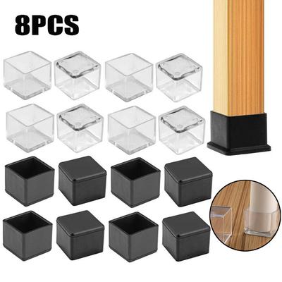 8 Pièces Carré/Rectangle Silicone Embouts de Pieds de Chaise Couvercles de Pieds de Table Protections de Sol en Bois Meubles Table Couvertures Antidérapantes Outils