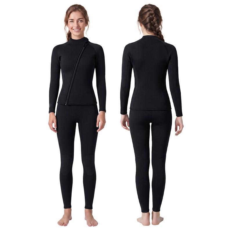 2mm Neoprene Wetsuit Top Pants Set Women Men Warm Long Sleeve Dive Suit Surfing Snorkeling Swimsuit