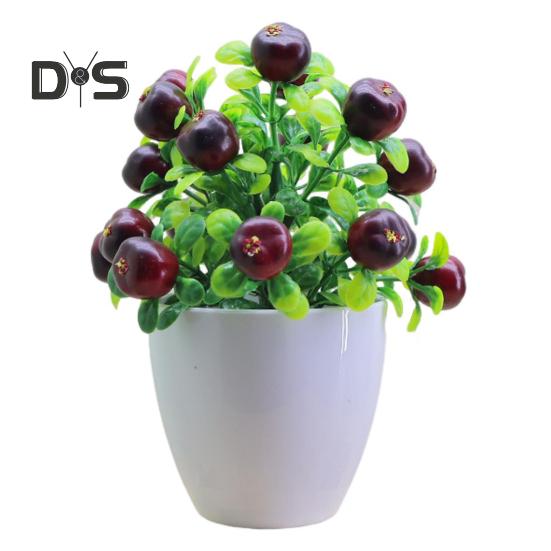 Künstliche Topfpflanzen, realistischer gefälschter Mini-Obstbaum, Tischdekoration für Zuhause und Büro, Grünpflanzen aus Kunststoff im Topf, Bonsai, Dekoration für drinnen und draußen
