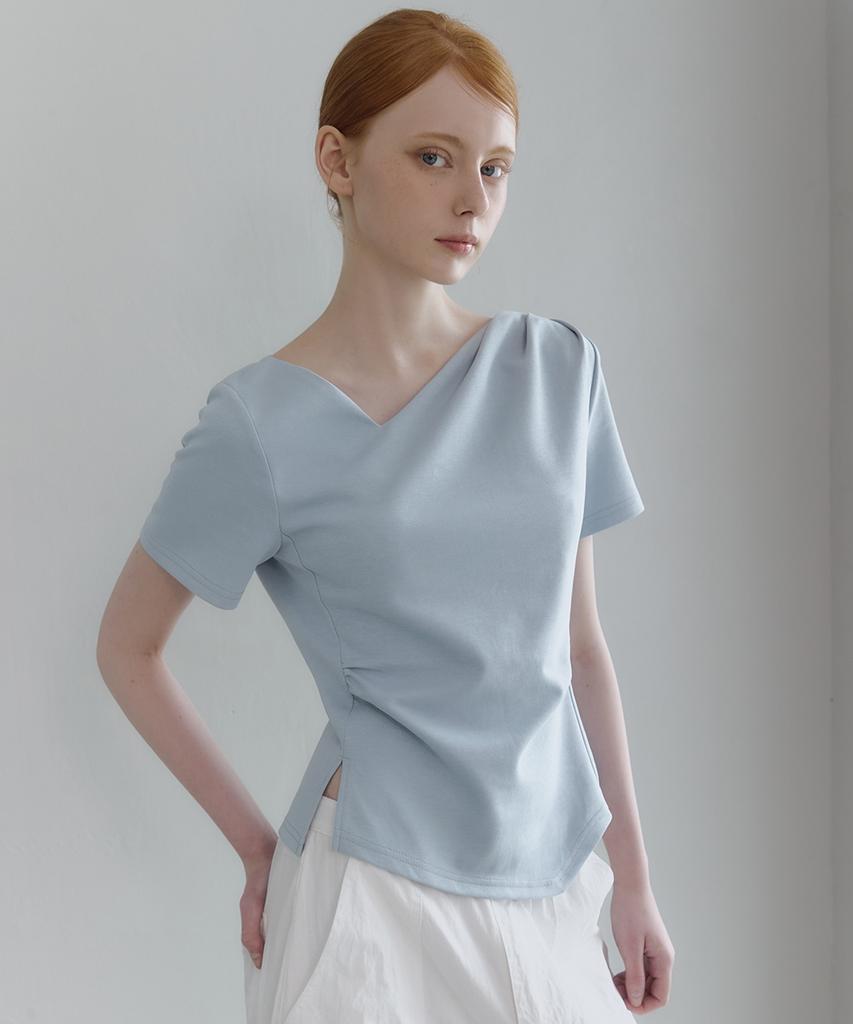 MICANE Meli Shirring Slit Tee - Half.Ver