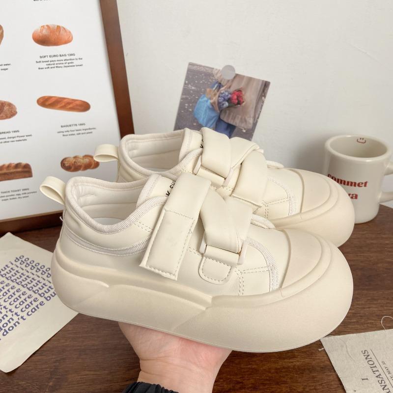 Cream Velcro Little White Shoes Women's Ugly Cute Spring and Summer New Niche Big Head Board Shoes Platform Bread Shoes