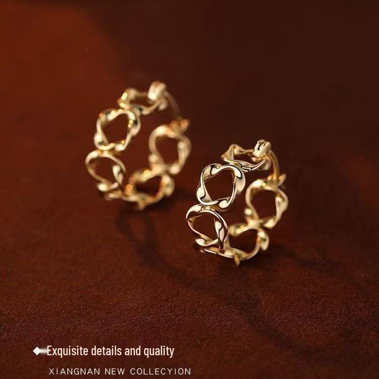 925 Sterling Silver Twisted Earrings, Women's 2025 New Style, Light Luxury High-End Stud Accessories
