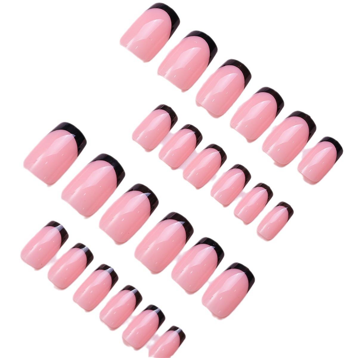 

240 шт. в коробке, носимые накладки на ногти, телесного розового цвета, французская черная кайма, простые и универсальные, съемные 240 pieces in a box бездна