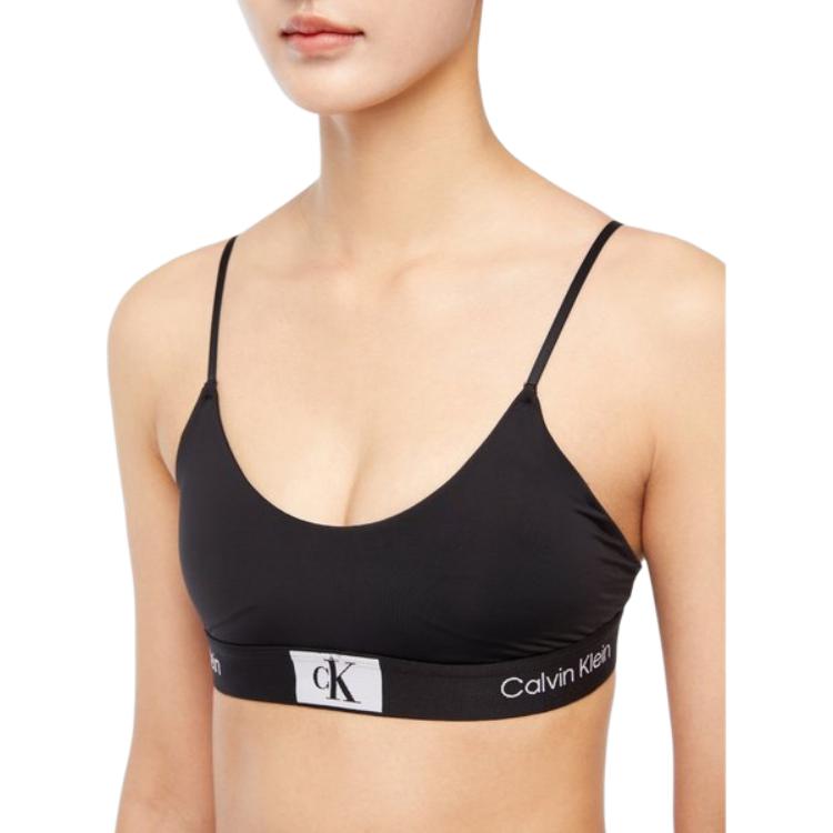 Calvin Klein Ck96 Series Letter Logo Print Thin Strap Bra Women underwear Space-Black QF7216AD-UB1