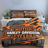 Harley Davidson Logo Flame Design Bedding Set (1 Duvet Cover, 2 Pillowcases, Duvet Not Included) Sofas