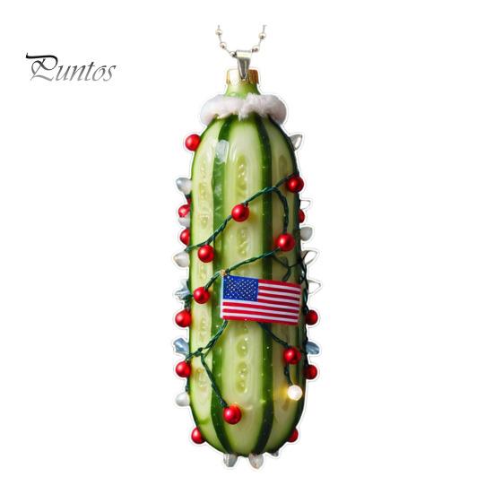 

Рождественские подвесные украшения в виде соленья, акриловая рождественская елка, 2D-подвеска в виде зеленого огурца, украшение для дерева, окна, двери, автомобиля K