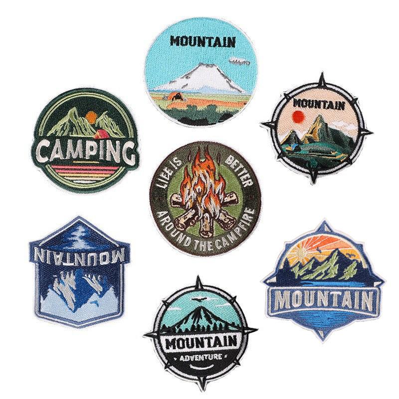Embroidery Logo Round Badge Camping Travel Series Outdoor Armband Clothing Accessories Patch Sticker Embroidery Cloth Sticker