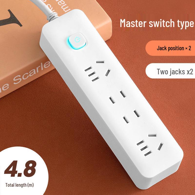 Multi-Function Household Power Strip with Cord, featuring a Multi-Hole Socket Panel for Dorms