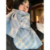 Korean Retro Pink Plaid Scarf for Women - Warm Autumn/Winter Neck Protection Shawl