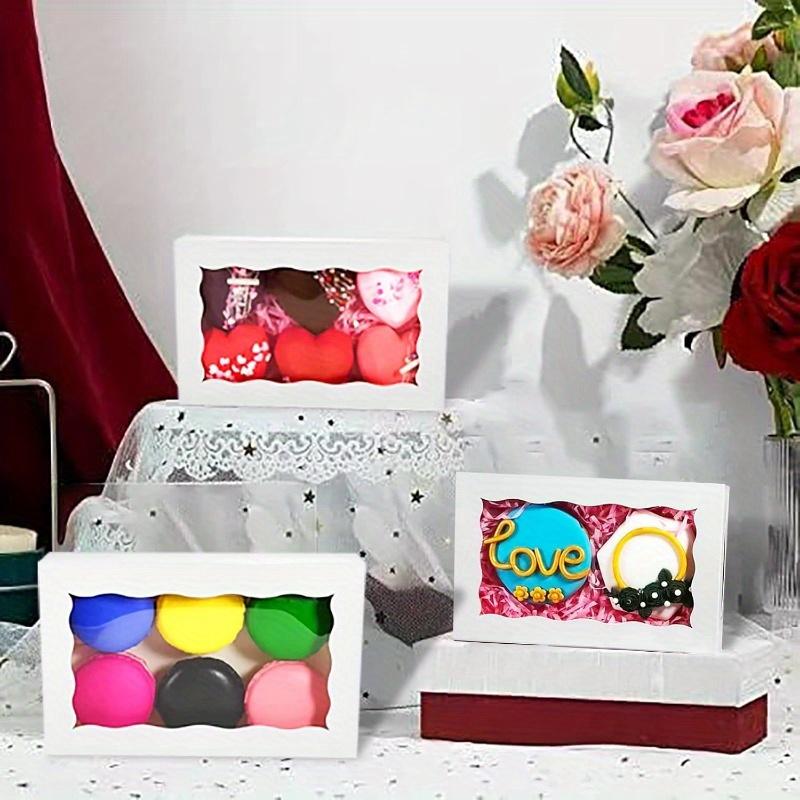 25 buc, cutie pentru tort cu fereastră, potrivită pentru macaroane, pâine, ciocolată, cutie de ambalare prăjituri, asamblare bricolaj 7,09 x 4,33 x 1,57 inci