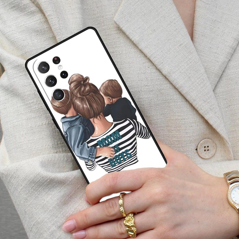 Baby Mom Daughter Girl Son Dad Cell Phone Case for Samsung Galaxy S26 Ultra S25 S24 S23 S22 S21 S20 Note10 Cover