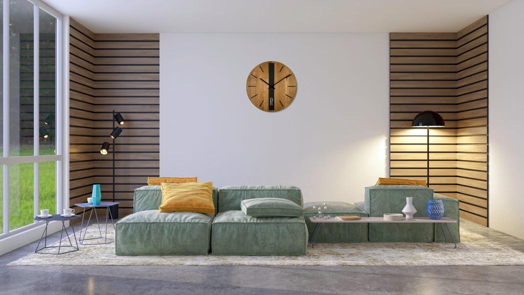 Wooden Wall Clock Oak Classic 50cm Black
