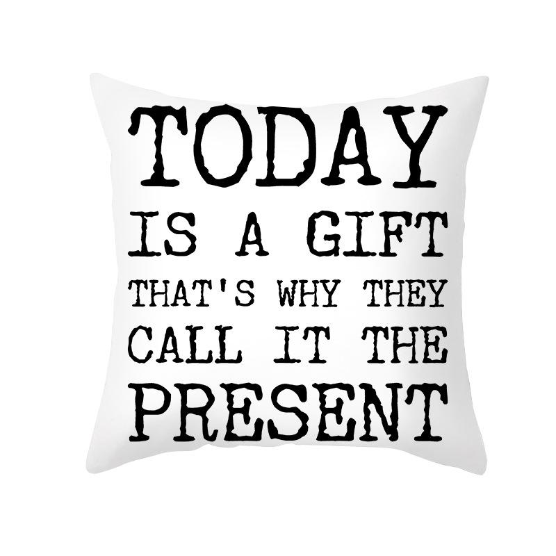 Neuer Kissenbezug Pfirsichhaut Schwarz-Weiß-Buchstabendruck Sofakissenbezug Büro-Kissenbezug