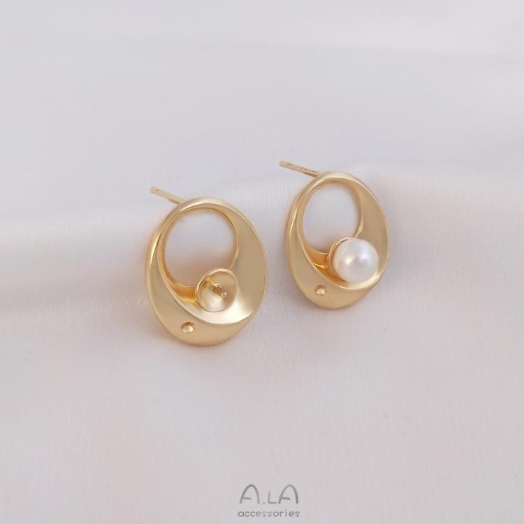14K Gold Filled Sterling Silver Pearl Bead Stud Earrings - DIY Jewelry Making Kit.