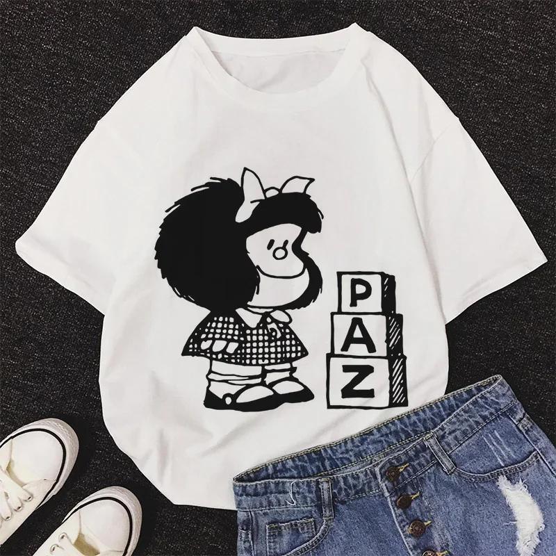 Mafalda Kawaii Graphic Print T-shirt Women Harajuku Aesthetic Pink Tops Y2k Casual Tshirt 2026 Newest Summer Fashion Female T Shirt