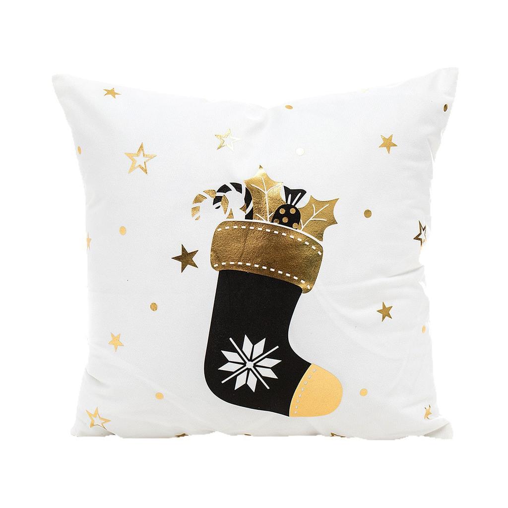 Christmas Atmosphere Bronzing Craftsmanship Festive Feel Pillow Cover Fabric Soft and Comfortable Home Sofa Pillow Bedside Cushion