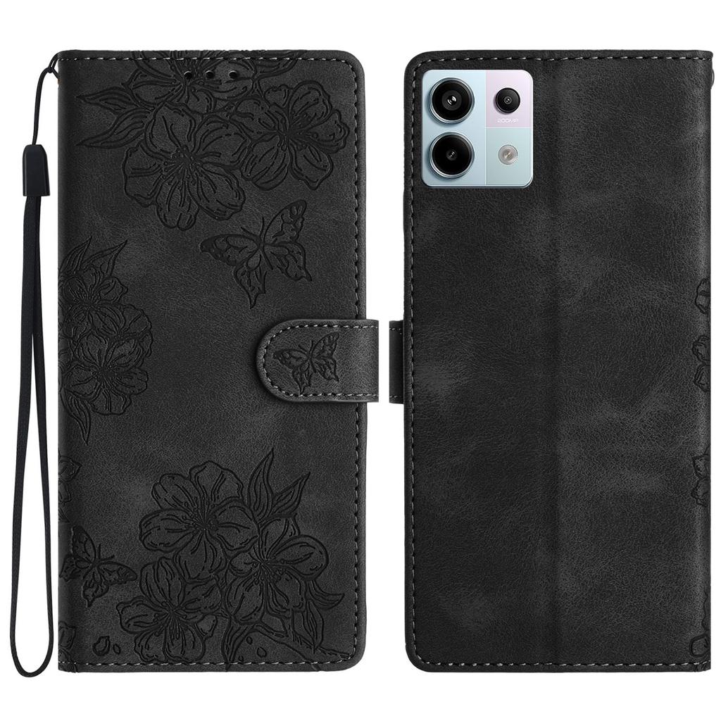 For Xiaomi Redmi Note 13 Pro 5G/Poco X6 5G Case Butterfly Flower Imprint Skin-Touch Leather Phone Cover