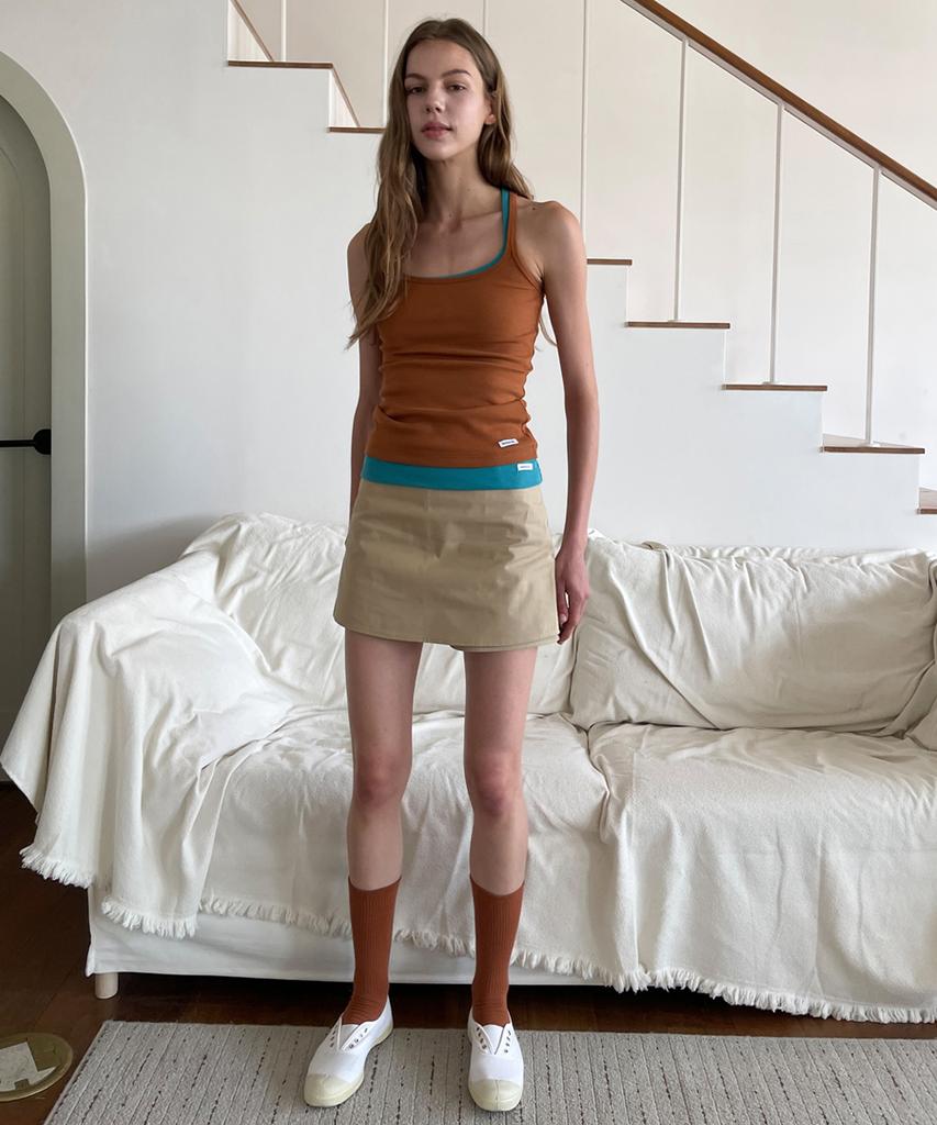 Raverous Belted Mini Skirt/Pants_Beige