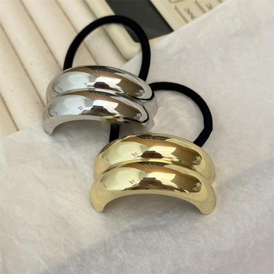 Women Headband Geometric Metal Decor High Elastic Hair Tie Versatile Styling Hair Rope Hair Accessories