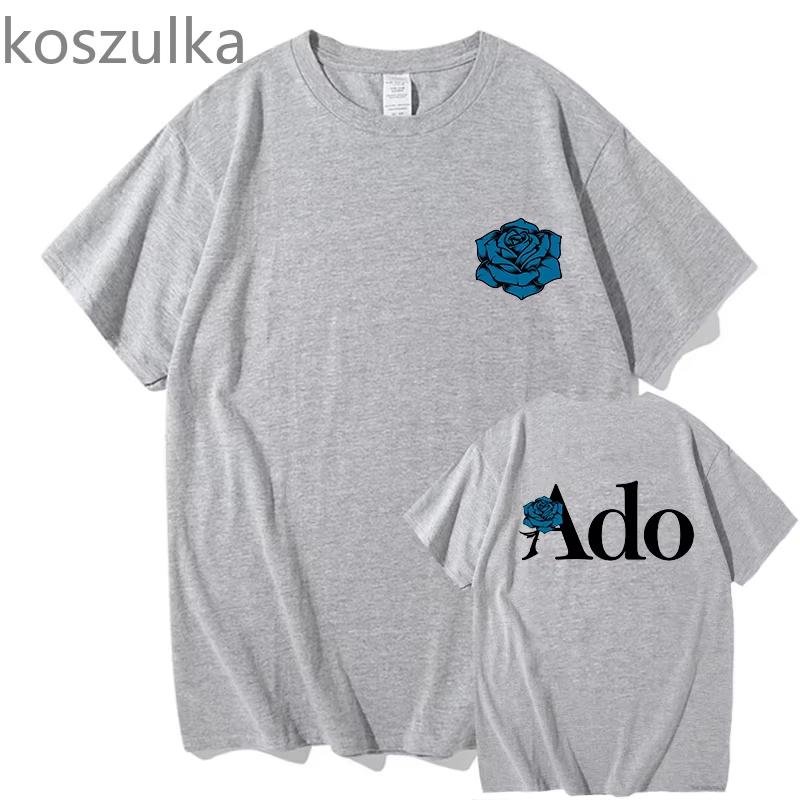 Wish World Tour Merch Tee Women Men Fashion Casual Harajuku Short Sleeve Kpop Goth Vintage Pure Clothes Ado Blue Rose T-shirts