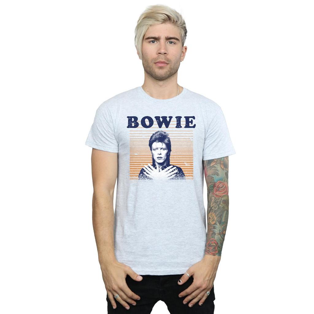 David Bowie Mens Orange Stripes T-Shirt