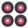 4PCS RC Crawler Tires Plastic Wheel Rim RC Rubber Tire with Wheel Hex Hubs for 1/8 1/10 Remote Control Cars Red