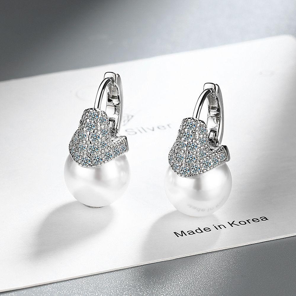 

Европейские и американские высококлассные ретро французские серьги-гвоздики и каффы с сияющим цирконом и жемчугом Copper платиновый