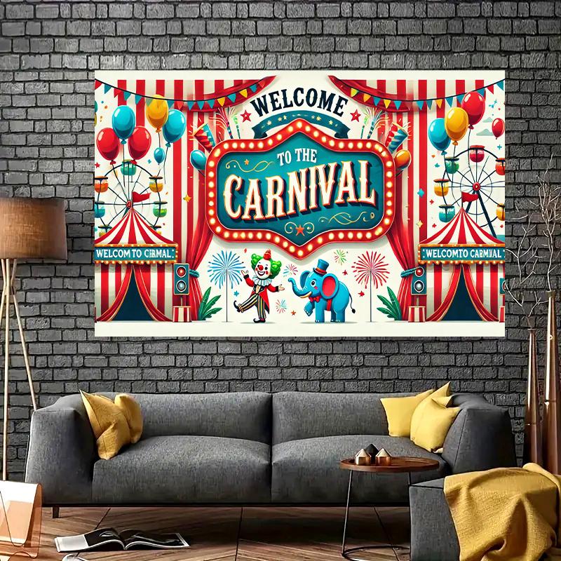 1 Piece, Lively Carnival Celebration, Polyester Polyester, 8x6 Foot Party Banner, Multi-purpose Festival Party
