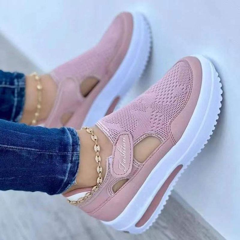 

2025 Summer Women Flat Shoes Breathable Hollow Casual Shoes Female Platform Sneakers Light Weight Women Shoes Size 35-43 WSH4522 43 рожевий